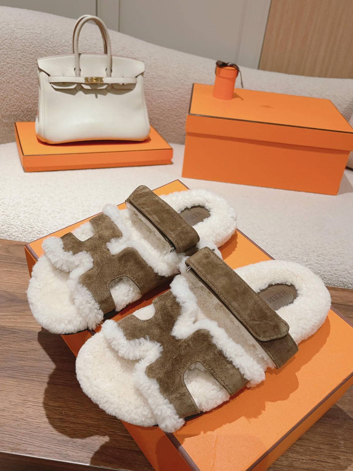 Hermès fur slippers-23